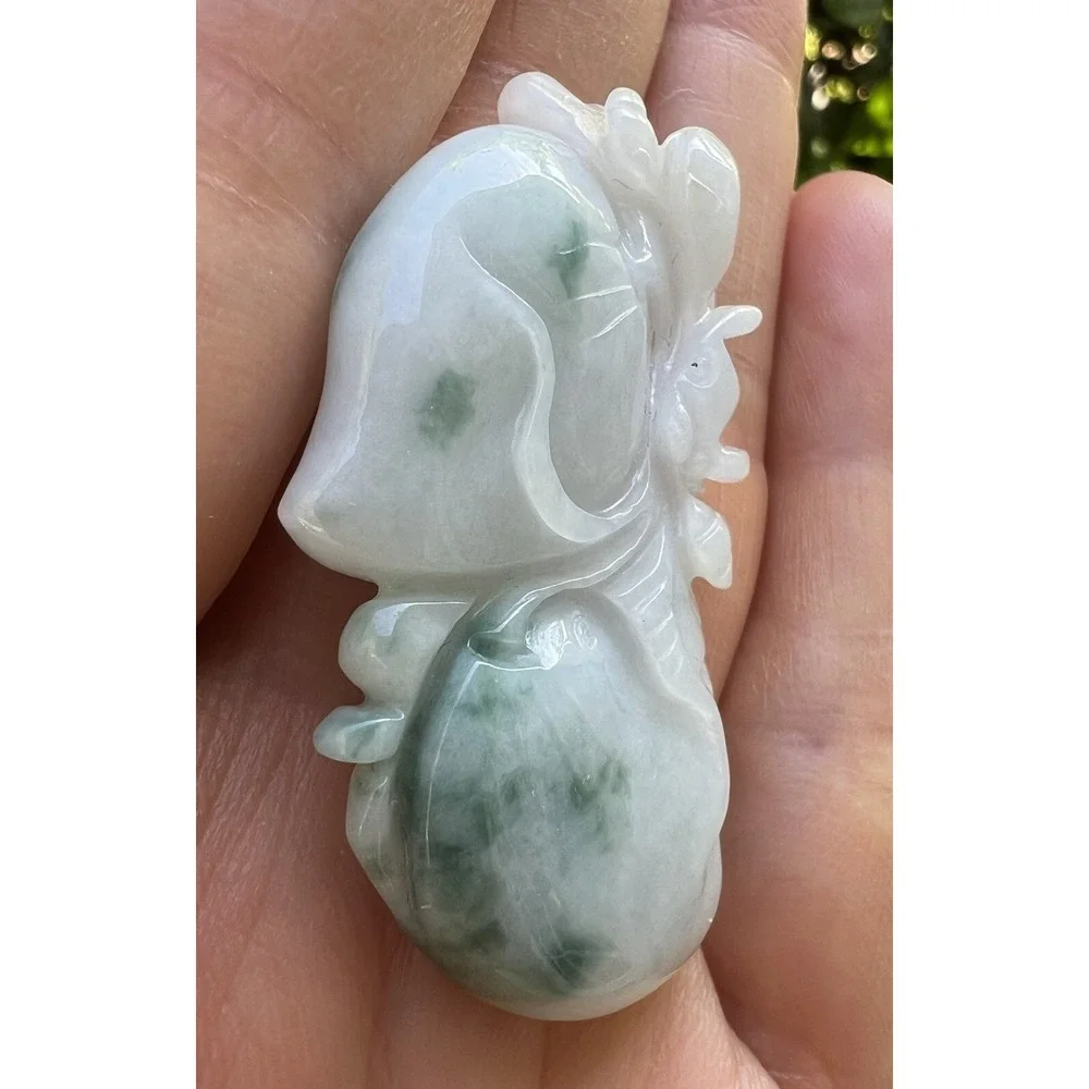 Natural Green Jade Jadeite Pendant Elephant Peach Carved Lucky Prosperity Charm